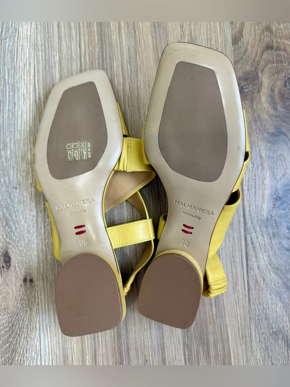 Halmanera Dalia Yellow Italian Leather Strappy Sandals EU 36